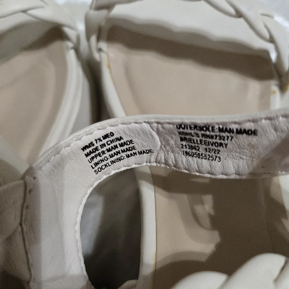 Cream Wedge Sandals By SO size 7 1/ 2. Worn Once!